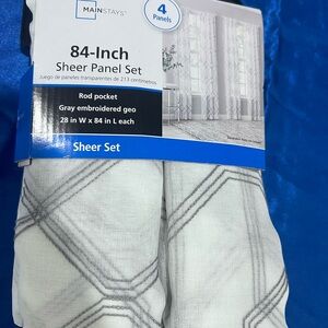 Mainstays Sheer Panel Set with Gray Geo Design